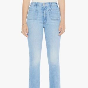 NWT Mother The Hustler Patch Pocket High-Rise Flare Jeans in Tune In Tune Out 27